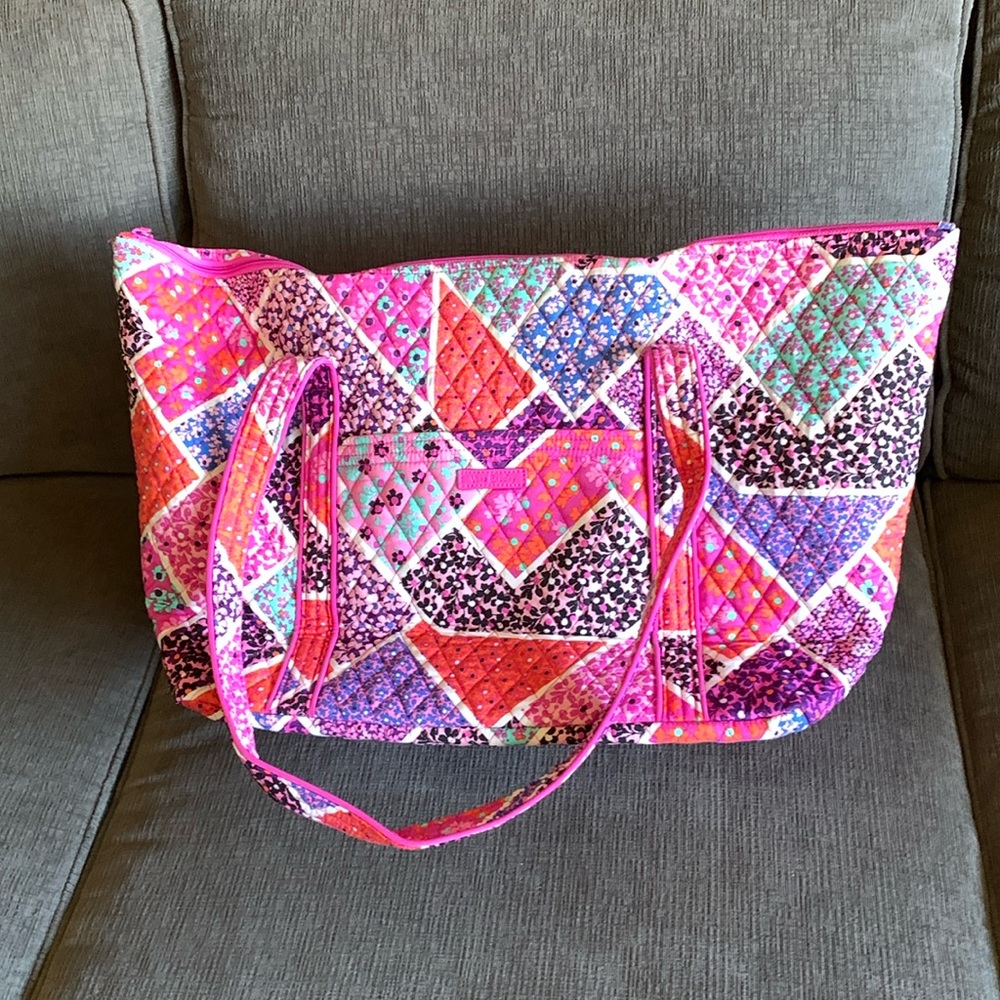 Pink Travel Bag with pocket on front